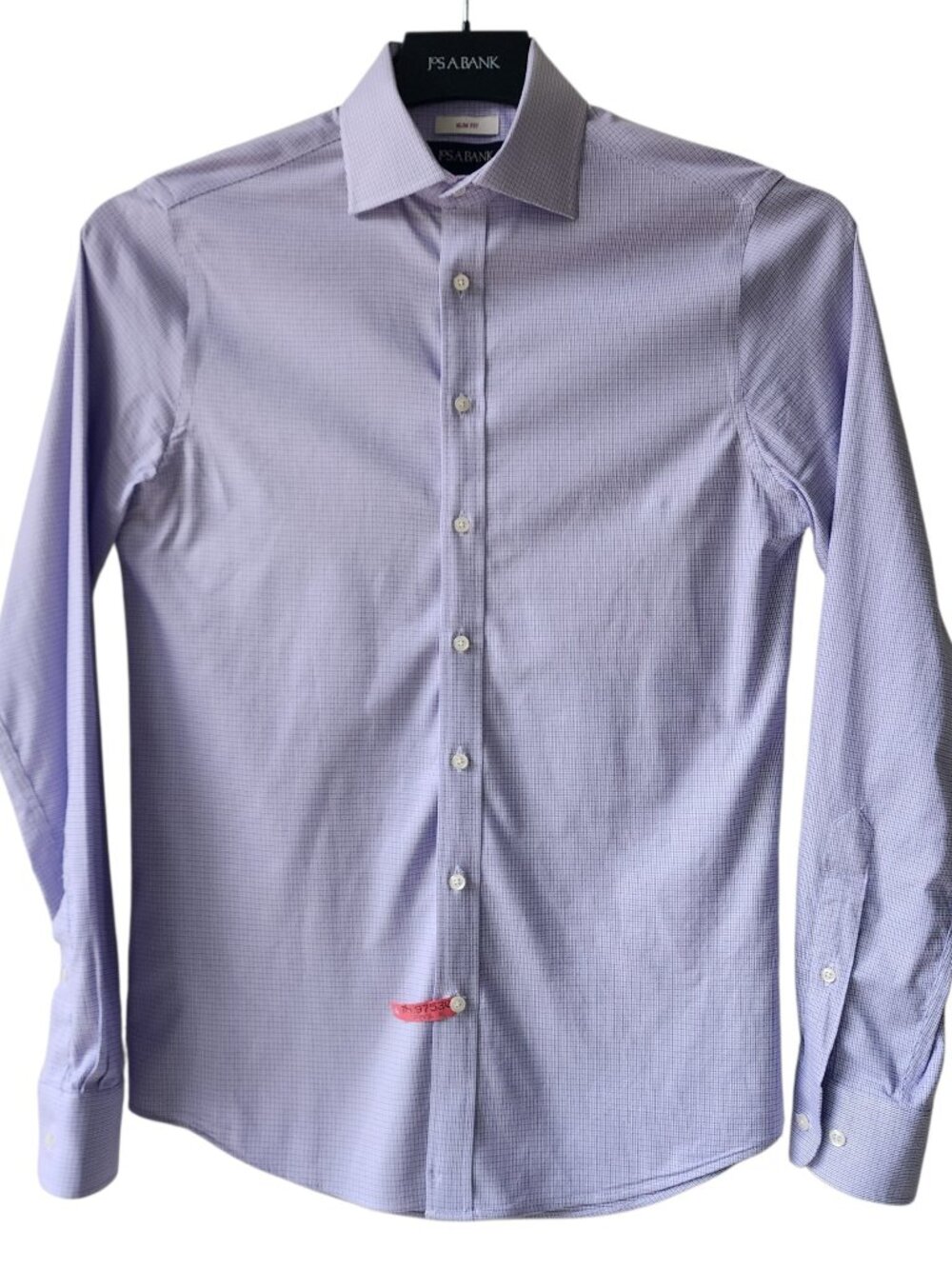 15 34/35 Slim Fit Dress Shirt Lavender Blue Weave Jos A Bank Cotton Spread Mens